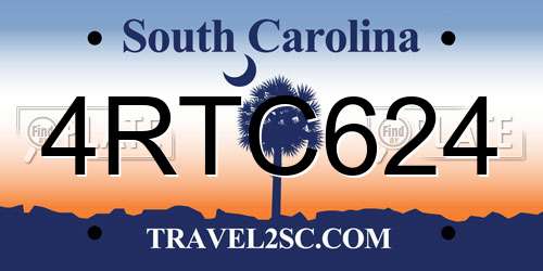 4RTC624 South Carolina License Plate
