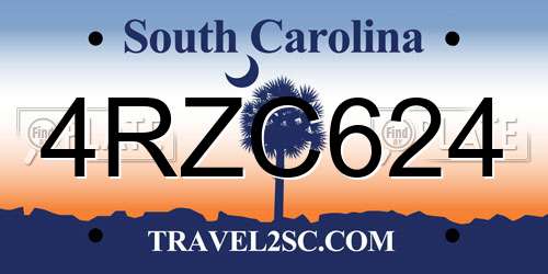 4RZC624 South Carolina License Plate