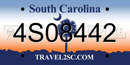 4S08442 South Carolina License Plate