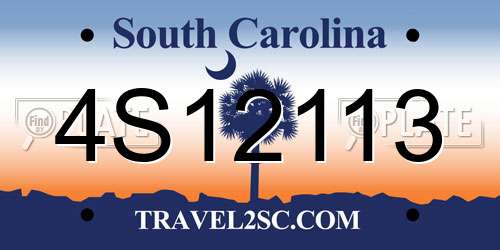 4S12113 South Carolina License Plate
