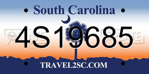 4S19685 South Carolina License Plate