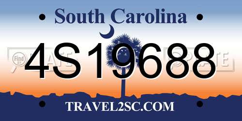4S19688 South Carolina License Plate