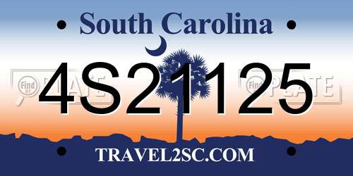 4S21125 South Carolina License Plate