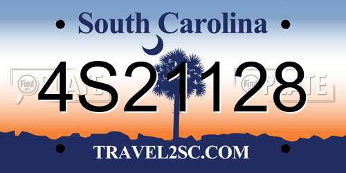 4S21128 South Carolina License Plate