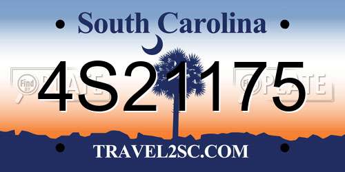 4S21175 South Carolina License Plate