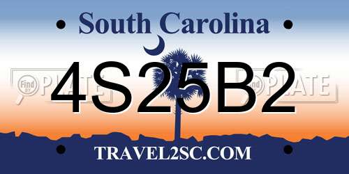 4S25B2 South Carolina License Plate