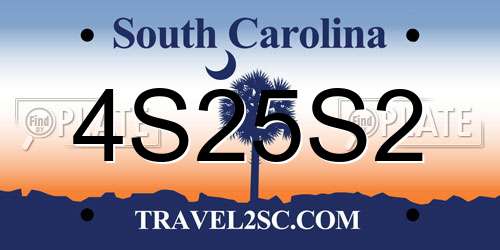 4S25S2 South Carolina License Plate