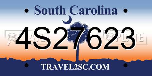 4S27623 South Carolina License Plate