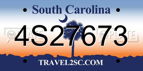 4S27673 South Carolina License Plate