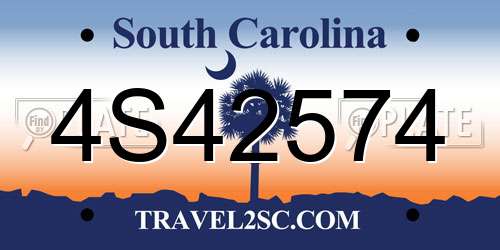 4S42574 South Carolina License Plate