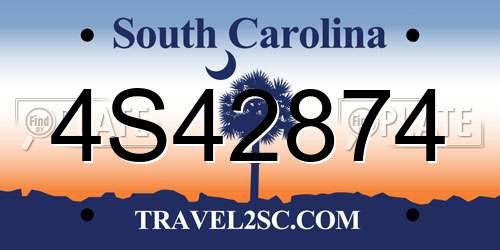4S42874 South Carolina License Plate