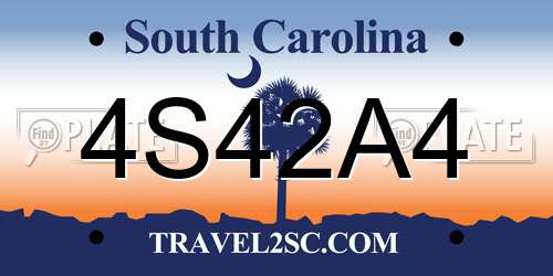 4S42A4 South Carolina License Plate