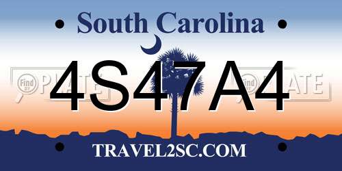 4S47A4 South Carolina License Plate