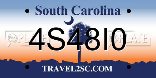 4S48I0 South Carolina License Plate