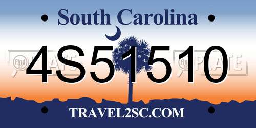 4S51510 South Carolina License Plate