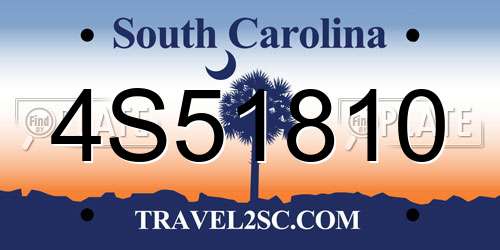 4S51810 South Carolina License Plate