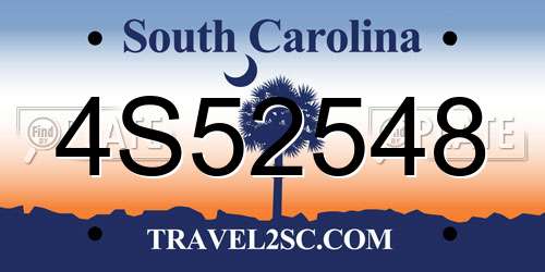 4S52548 South Carolina License Plate