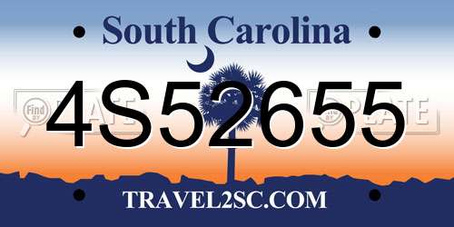4S52655 South Carolina License Plate