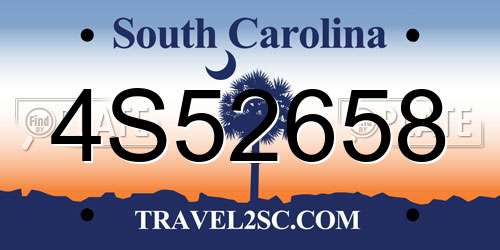4S52658 South Carolina License Plate