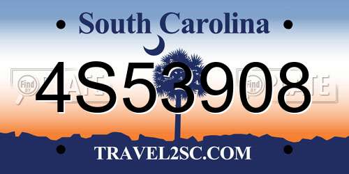 4S53908 South Carolina License Plate