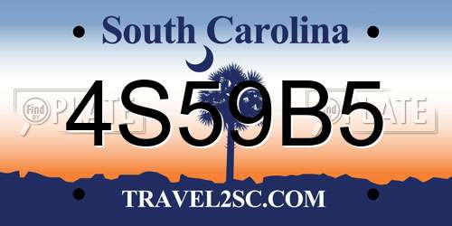 4S59B5 South Carolina License Plate