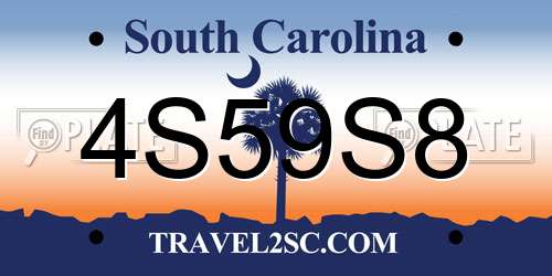 4S59S8 South Carolina License Plate