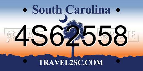 4S62558 South Carolina License Plate