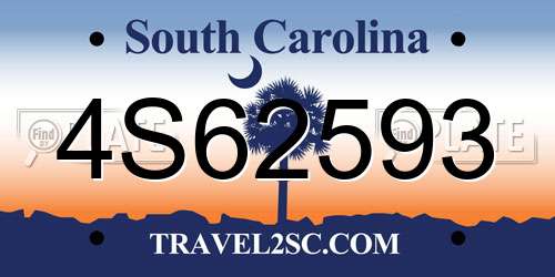 4S62593 South Carolina License Plate