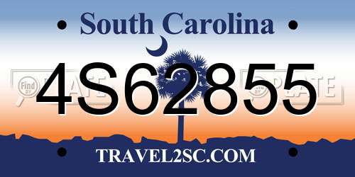 4S62855 South Carolina License Plate