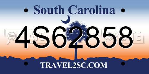 4S62858 South Carolina License Plate