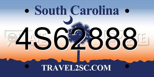 4S62888 South Carolina License Plate