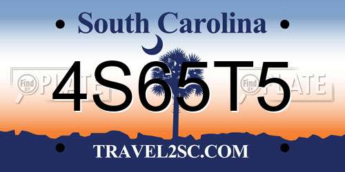 4S65T5 South Carolina License Plate