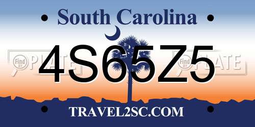 4S65Z5 South Carolina License Plate