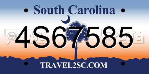4S67585 South Carolina License Plate