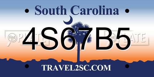 4S67B5 South Carolina License Plate