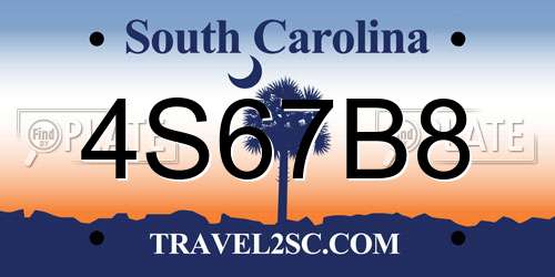 4S67B8 South Carolina License Plate