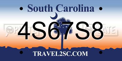 4S67S8 South Carolina License Plate