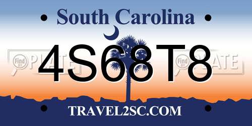 4S68T8 South Carolina License Plate