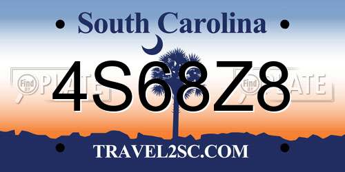 4S68Z8 South Carolina License Plate