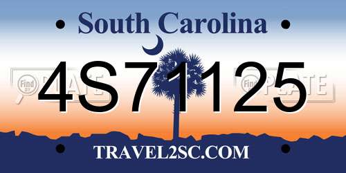 4S71125 South Carolina License Plate