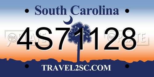 4S71128 South Carolina License Plate