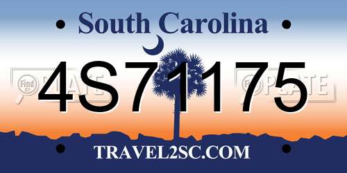 4S71175 South Carolina License Plate