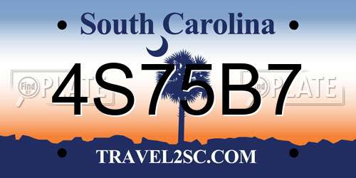 4S75B7 South Carolina License Plate