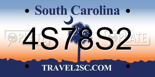 4S78S2 South Carolina License Plate