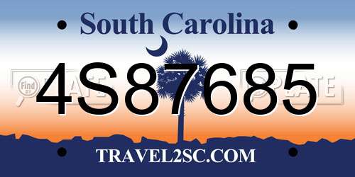 4S87685 South Carolina License Plate