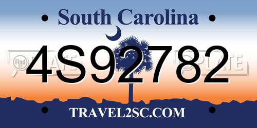 4S92782 South Carolina License Plate