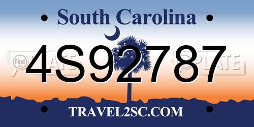 4S92787 South Carolina License Plate