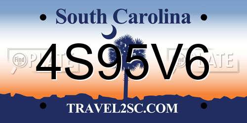 4S95V6 South Carolina License Plate