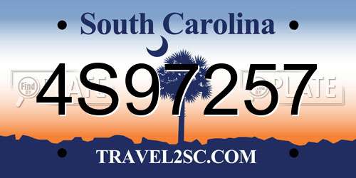 4S97257 South Carolina License Plate