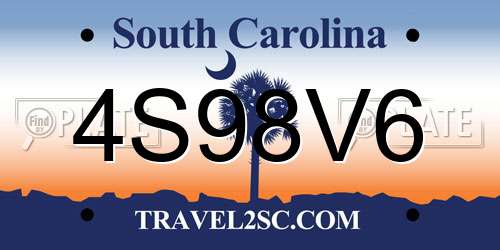 4S98V6 South Carolina License Plate